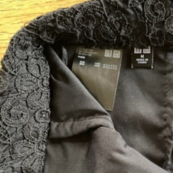 UNIQLO BLACK LACE Knee Length FITTED PENCIL SKIRT, Small - Picture 10 of 14